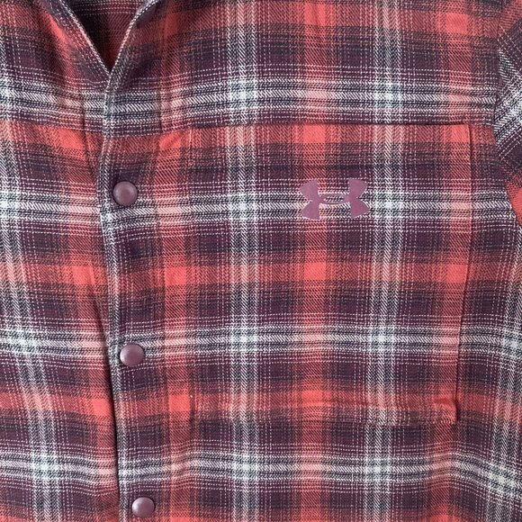 Under Armour Tradesman Flex Flannel Shirt Men's Medium Red Plaid Snap Button-Up - Picture 7 of 13